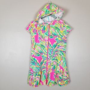 Lilly Pulitzer swim zip up cover up, size L 8-10, palm tree print